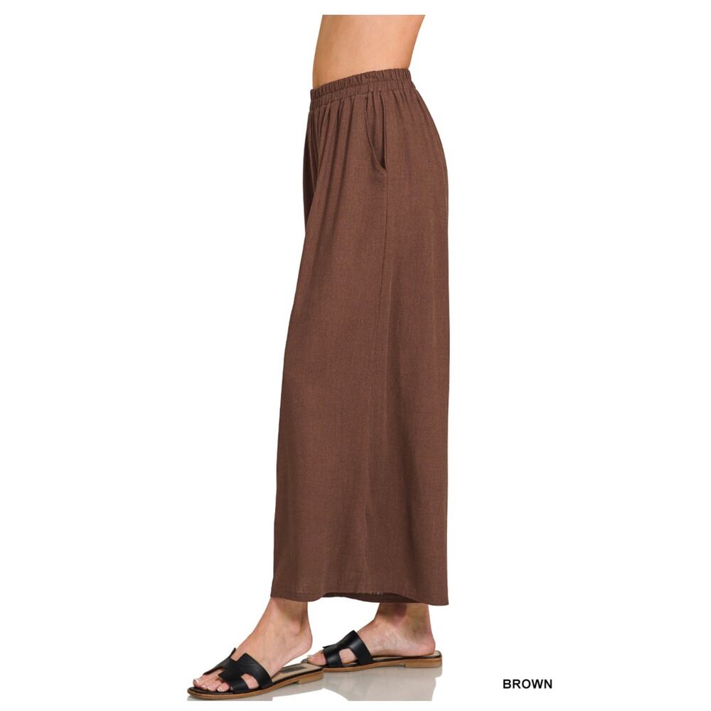Zenana - Woven Pleated Linen Blend Wide Leg Pants - XLarge - Picture 2 of 4